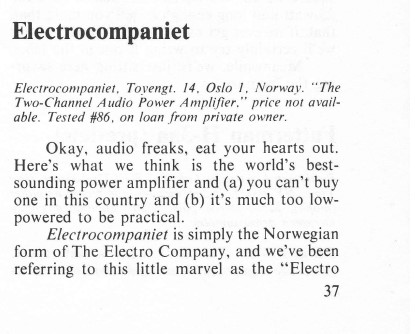 The Audio Critic on Electrocompaniet amplifier Part 1 - page 37