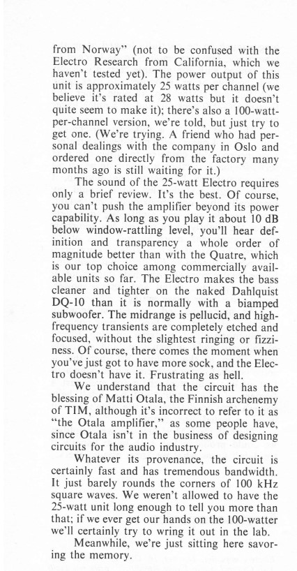 The Audio Critic on Electrocompaniet amplifier Part 1 - page 38
